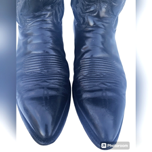 Justin Vintage Black Genuine Leather Cowgirl Western Pull-On Boot Women's 10.5 D - Picture 7 of 16